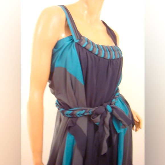BCBGMAXAZRIA Runway Silk Maxi Gown – Turquoise & Dark Grey – Size XXS - Picture 2 of 11